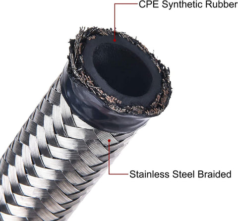 10/16/20FT 10AN CPE Fuel line Hose Braided Nylon Stainless Steel Oil Gas