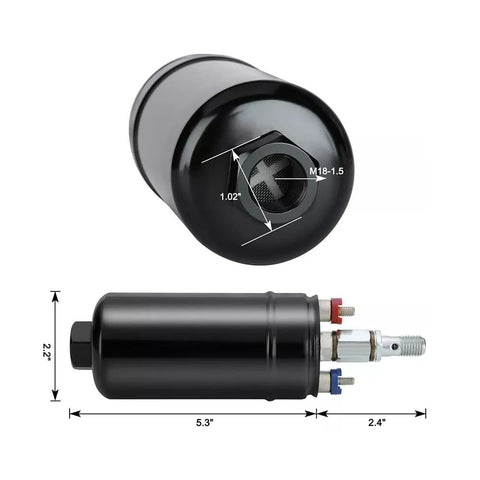 380LPH Inline External Electric High Pressure Fuel Pump w/ Mounting Bracket Kit