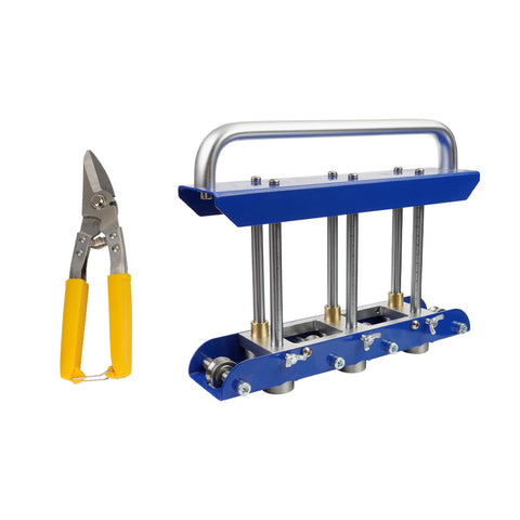 Professional and Lightweight Metal Edge Roller - Sheet Metal Bender with 3-Station Roller for Precise Roofing Bends, Includes 8-Inch Metal Snips