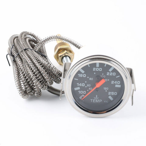 2'' 52mm Chrome Pointer Water Temp Temperature Gauge 1/2"-14NPT Sensor ℃ / ℉