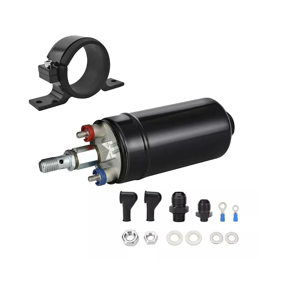 380LPH Inline External Electric High Pressure Fuel Pump w/ Mounting Bracket Kit