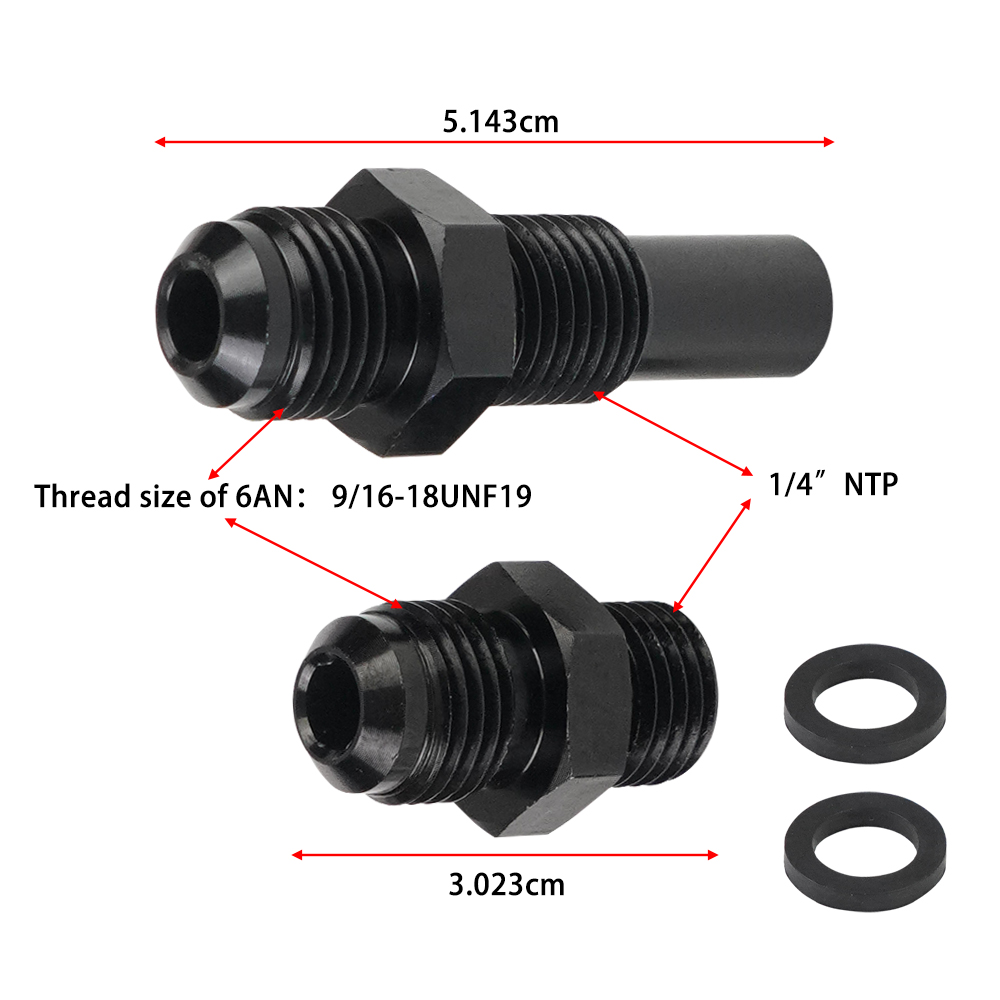 6 AN x 1/4NPS Transmission Oil Cooler Adapter Fittings For GM 1997-2007 4L80E (Pack Of 2)