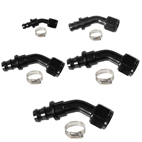 2PCS 4AN 6AN 8AN 10AN 12AN 0°/45°/90°/180° Push Lock Hose End Fitting Fuel Line Adaptor