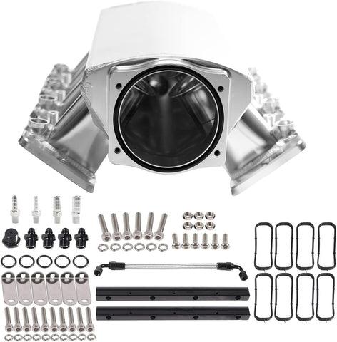 LS Intake Manifold Low Profile 92mm Cathedral Port Compatible with Chevy GMC Pontiac LS1 LS2 LS6 Sheet Metal Fabricated EFI