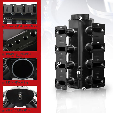 LS Intake Manifold Low Profile 92mm Cathedral Port Compatible with Chevy GMC Pontiac LS1 LS2 LS6 Sheet Metal Fabricated EFI