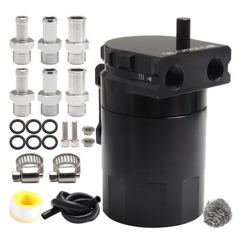 Oil Catch Can Kit Reservoir Baffled Tank with Breather Filter Universal Aluminum