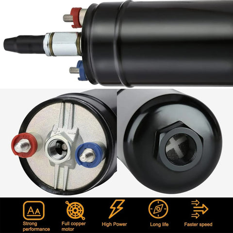 380LPH Inline External Electric High Pressure Fuel Pump w/ Mounting Bracket Kit