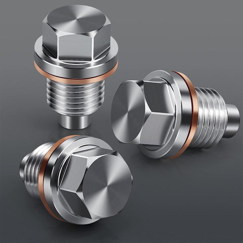 Oil Sump Plug M12 X 1.5 Magnetic Oil Drain Plug, Stainless Steel Sump Drain Nut Bolt Crush Washer - Foto 5