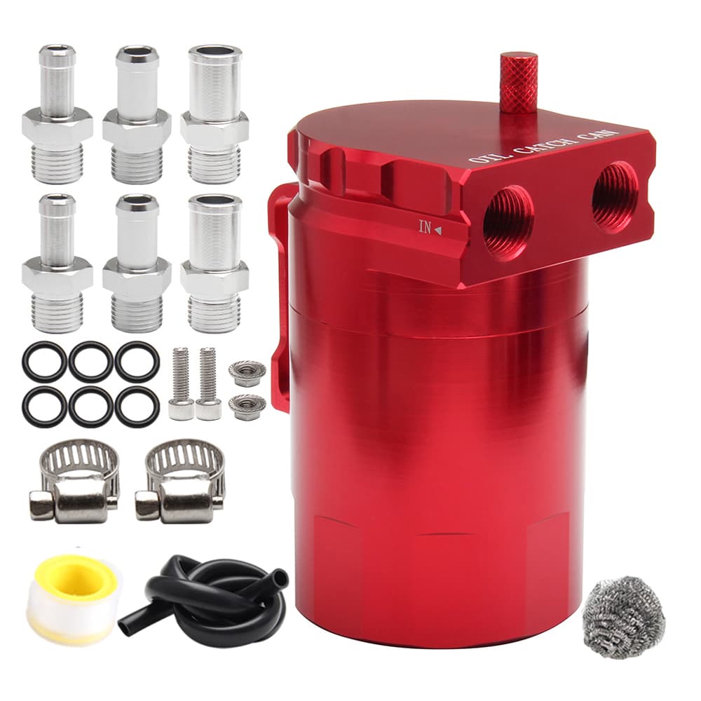 Oil Catch Can Kit Reservoir Baffled Tank with Breather Filter Universal Aluminum
