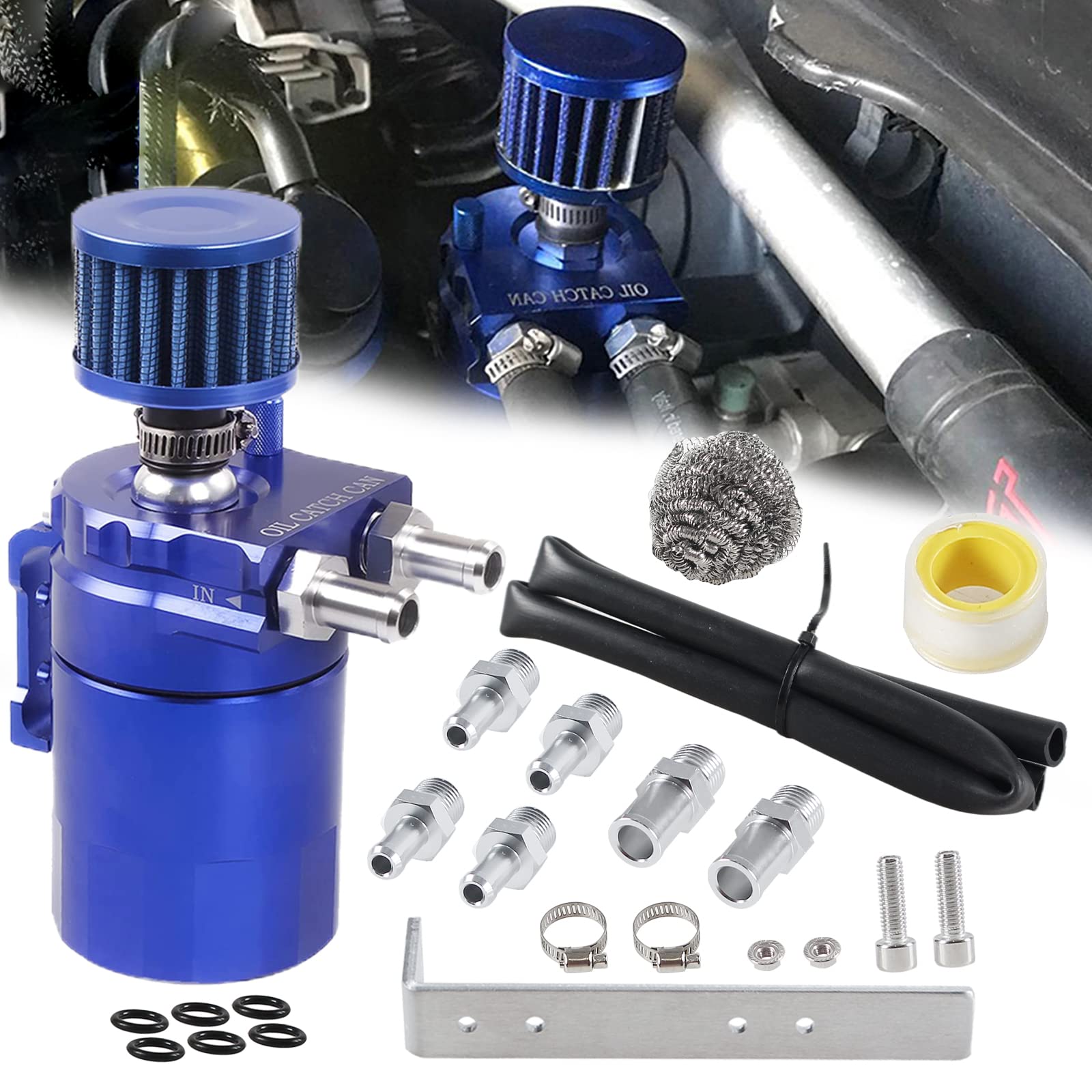 Baffled Oil Catch Can Kit Reservoir Tank with Breather Filter –  Gstpautoparts