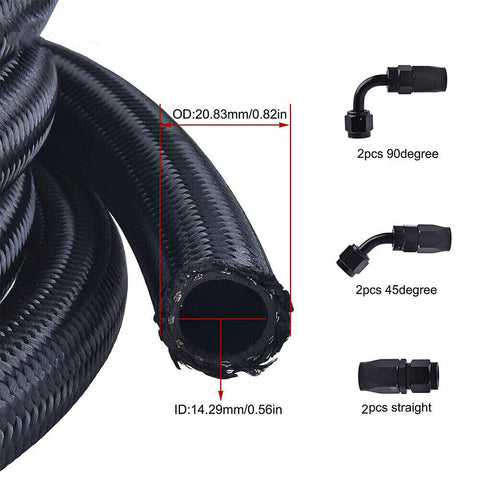 Universal 10AN Baffled Oil Catch Can Breather Can with Drain Valve 750ML Bundle and 10AN 5/8'' Fuel Line Fitting Kit Nylon Braided CPE Oil Hose
