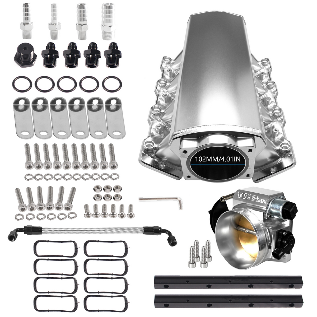 102mm Aluminum LS Intake Manifold for LS1 LS2 LS6 Cathedral Port Heads with Drive by Cable Throttle Body
