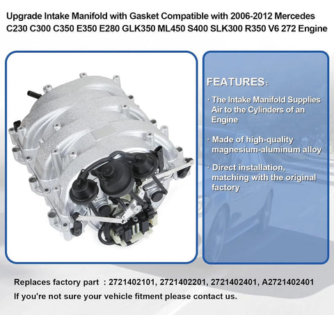 Intake Manifold Assembly for Mercedes-Benz C280 E350 CLK350 GLK350 SLK350 ML350