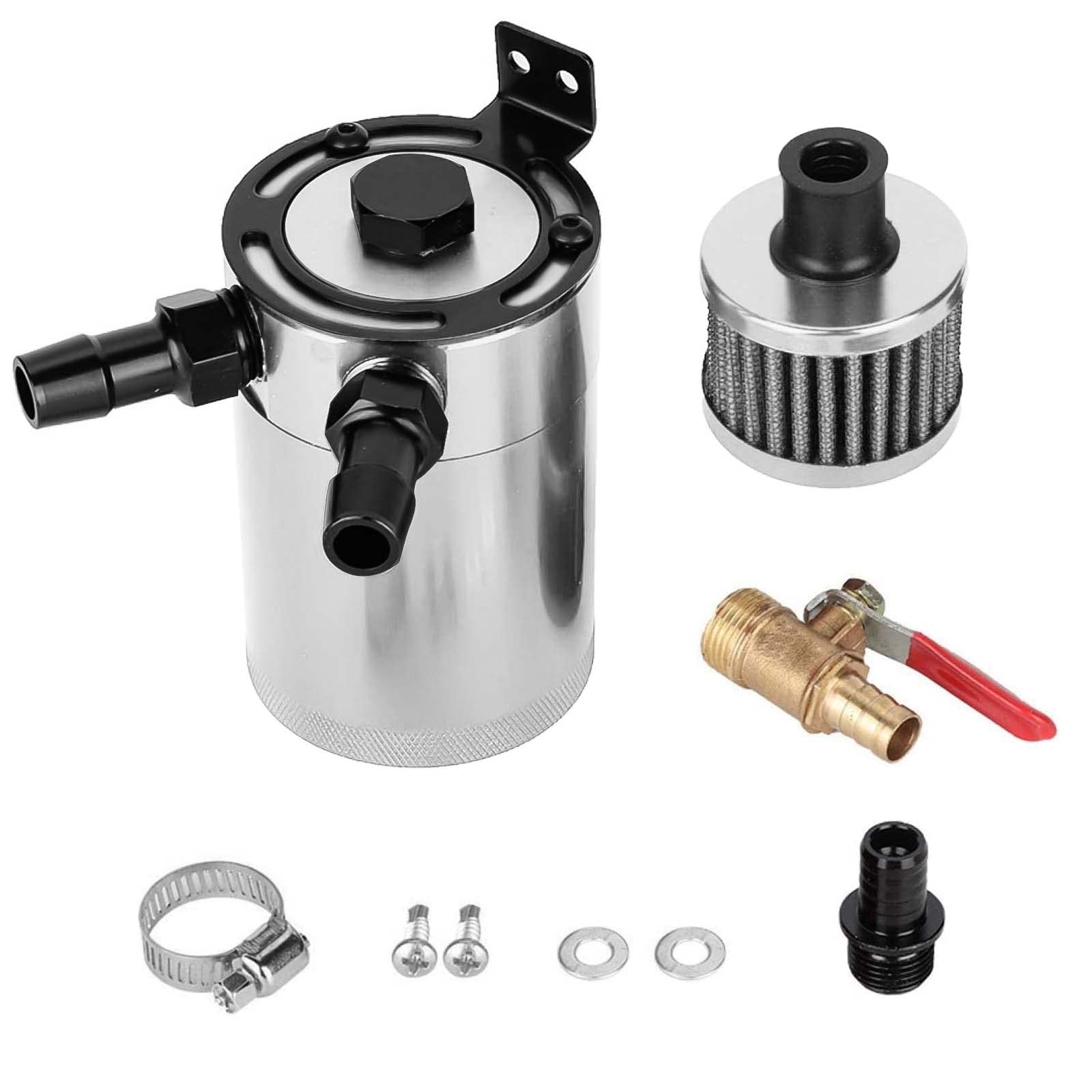 Oil Catch Can Kit Reservoir Baffled Tank With Breather Filter Universal Aluminum - Foto 8