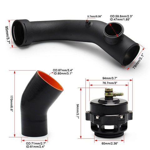 Intake Turbo Charge Pipe Kit w/Tial & 50mm Bov For BMW N54 E88 E90 E92 135i 335i