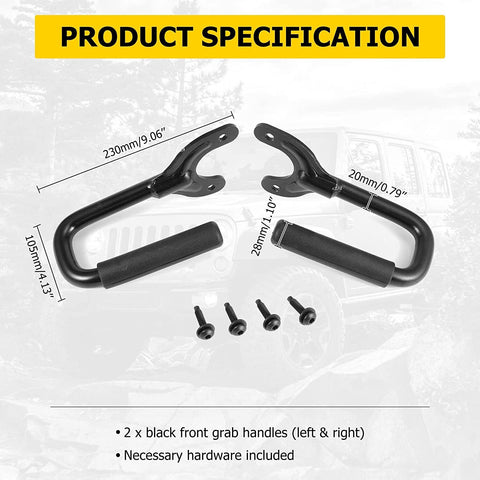 1 Pair Steel Front Grab Handles for 1997-2006 Jeep Wrangler TJ & Unlimited
