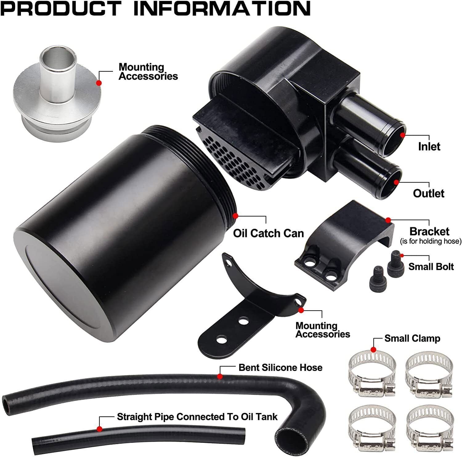 Baffled Oil Catch Can Kit Reservoir Tank with Breather Filter –  Gstpautoparts