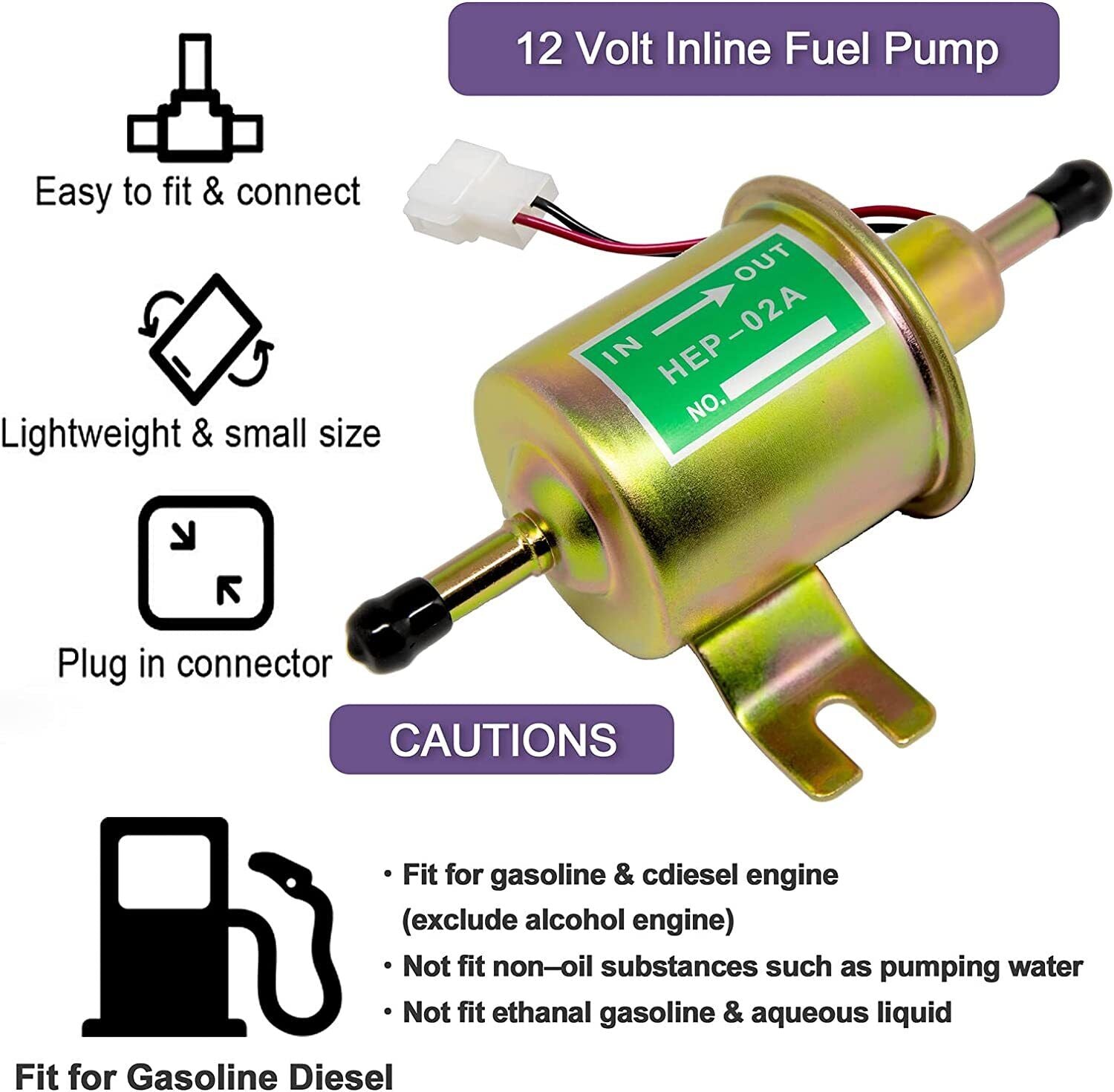 12V Universal 3-6PSI Gas Diesel Inline Low Pressure Electric Fuel
