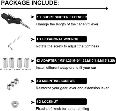 GSTP Adjustable Height Lever Extender Gear Shifter Car Metal Shift Knob Extension