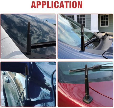 For Ford F150 Raptor 50 Cal Caliber Bullet Ammo Aluminum Short Antenna Black Kit