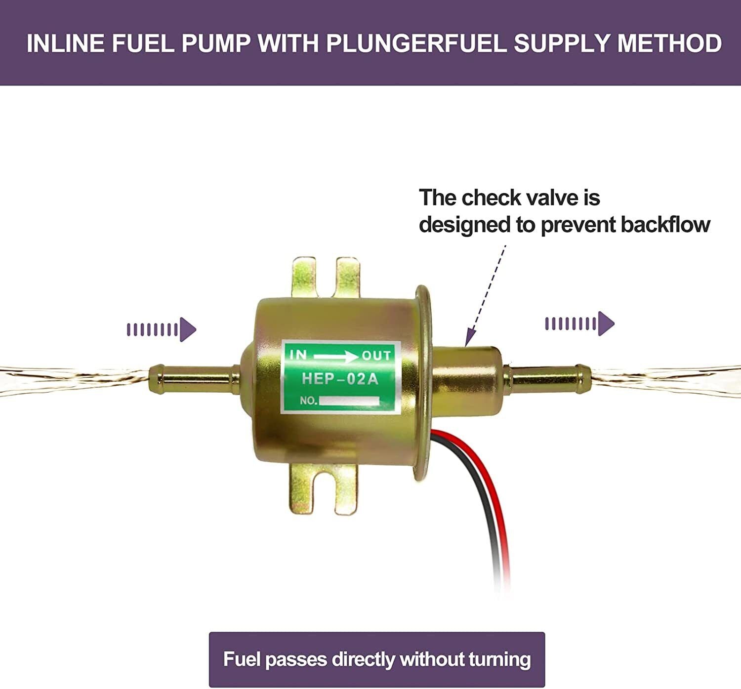 HEP-02A Universal Car 12V Fuel Pump Inline Low Pressure Electric