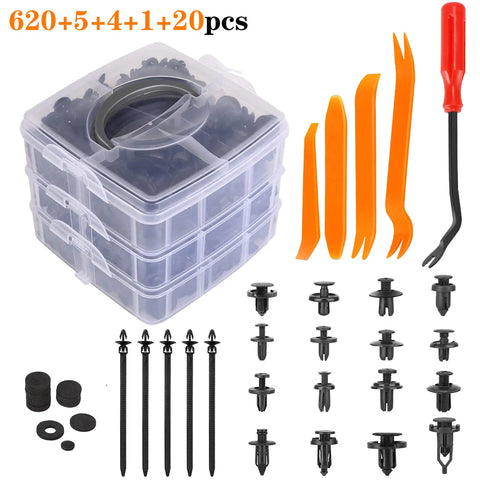 801Pcs/750Pcs/ 650Pcs Car Retainer Auto Fasteners Push Trim Plastic Clips Pin Rivet Bumper Kit