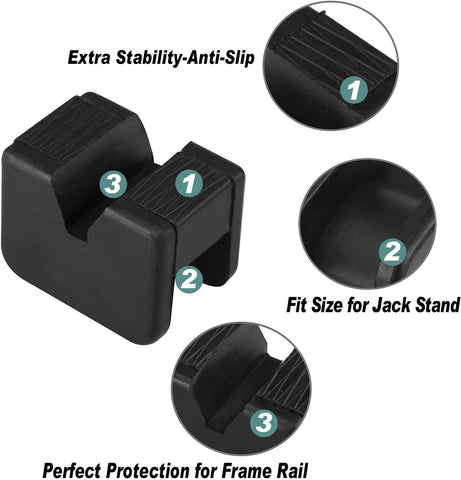 2PC Rubber Axle Jacking Pads Jack Stand Pad Adapter Frame Rail Protector Slotted