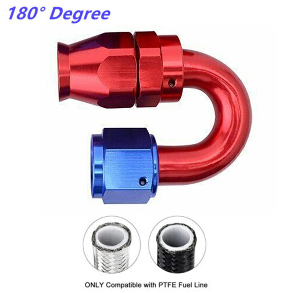 2pcs AN4/AN6/AN8/AN10/AN12 Swivel Hose End Fitting Adapter for Oil/Fuel/Gas Hose Line, 180° / AN4-2PCS / Red