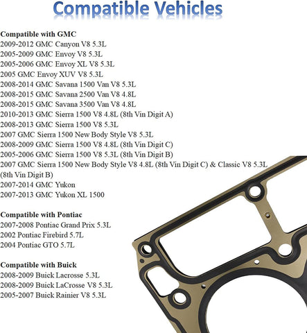 Cylinder Head Gaskets Set 12589226 For LS1/LS6 MLS