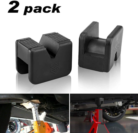 2PC Rubber Axle Jacking Pads Jack Stand Pad Adapter Frame Rail Protector Slotted