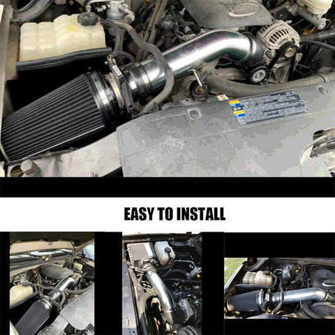 99-06 Chevy GMC V8 4.8L/5.3L/6.0L 4 inches Cold Air Intake Kit+Heat Shield