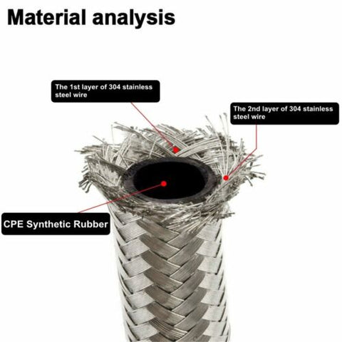 10/16/20FT 10AN CPE Fuel line Hose Braided Nylon Stainless Steel Oil Gas