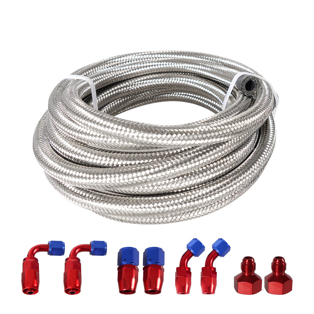 SKYSHALO 6AN Fuel Line Kit,25 FT Fuel Hose Kit, 5/16 In.Nylon Stainless Steel Braided PTFE Fuel Line Kit, E85/Oil/Gas/Diesel Hose QCYYRYRG15G26J9HMV0-0816 - The Home Depot - Foto 3