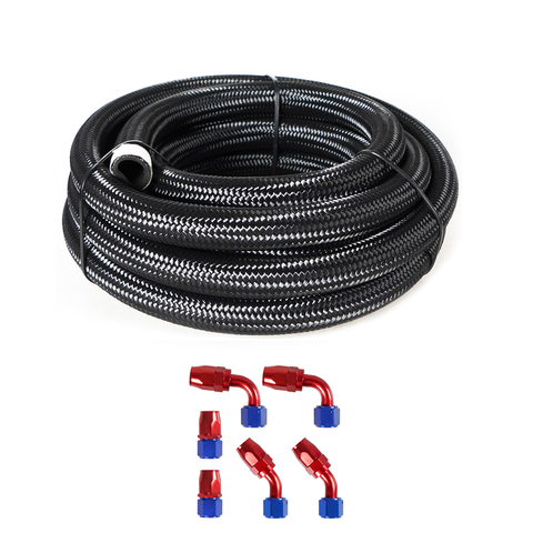 10/16/20FT 10AN CPE Fuel line Hose Braided Nylon Stainless Steel Oil Gas