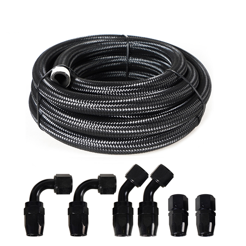 10/16/20FT 10AN CPE Fuel line Hose Braided Nylon Stainless Steel Oil Gas