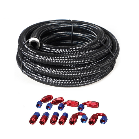 10/16/20FT 10AN CPE Fuel line Hose Braided Nylon Stainless Steel Oil Gas