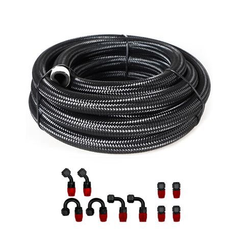 10/16/20FT 10AN CPE Fuel line Hose Braided Nylon Stainless Steel Oil Gas