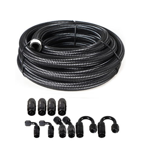 10/16/20FT 10AN CPE Fuel line Hose Braided Nylon Stainless Steel Oil Gas