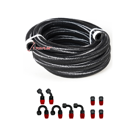 10/16/20FT 10AN CPE Fuel line Hose Braided Nylon Stainless Steel Oil Gas