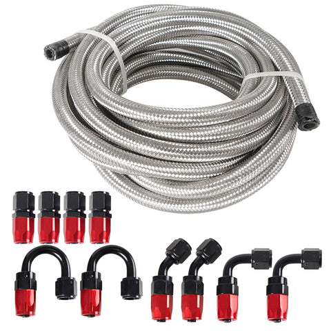16FT 10AN Stainless Steel Nylon Braided Gas/Oil/Fuel Hose Line End Fitting Kit E - Foto 9
