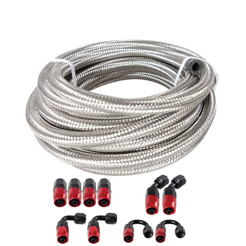 10/16/20FT 6AN CPE Fuel line Hose Braided Nylon Stainless Steel Oil Gas