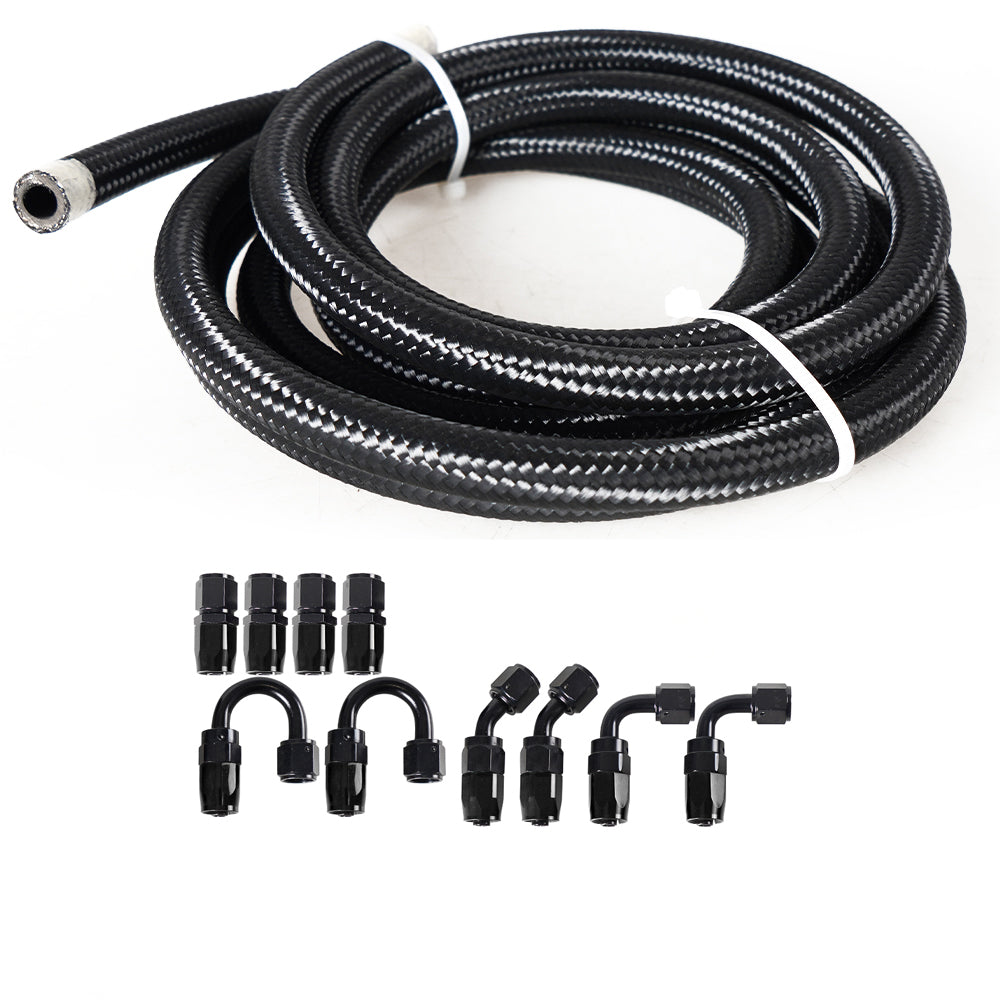 Unique Bargains 15 ft 6AN 3/8 Universal Braided Stainless Steel CPE Oil Fuel Gas Line Hose