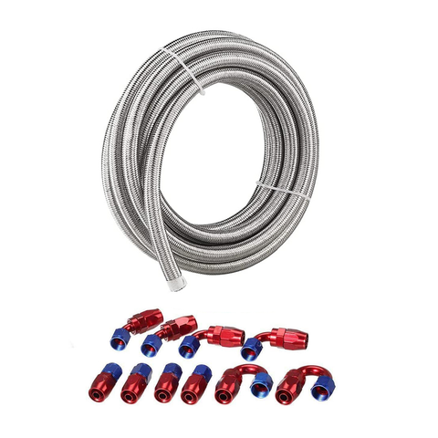 10/16/20FT 10AN CPE Fuel line Hose Braided Nylon Stainless Steel Oil Gas