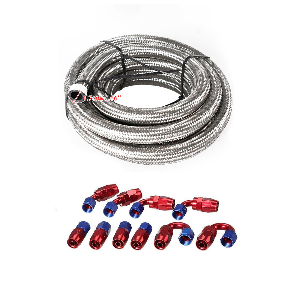 6AN Nylon Braided E85 PTFE Fuel Line 20ft 12 Fittings Separator Clamp Hose  Kit