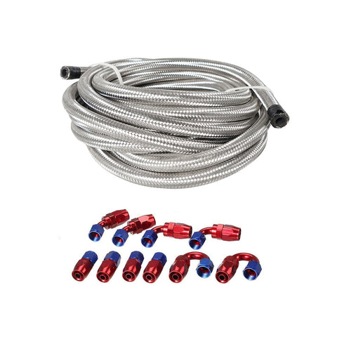 10/16/20FT 10AN CPE Fuel line Hose Braided Nylon Stainless Steel Oil Gas