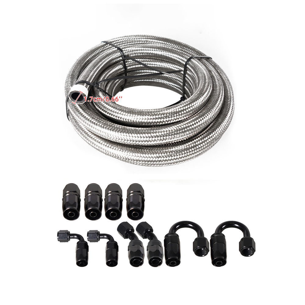 Unique Bargains 10ft AN4 1/4Universal Braided Stainless Steel CPE Oil Fuel Gas Line Hose