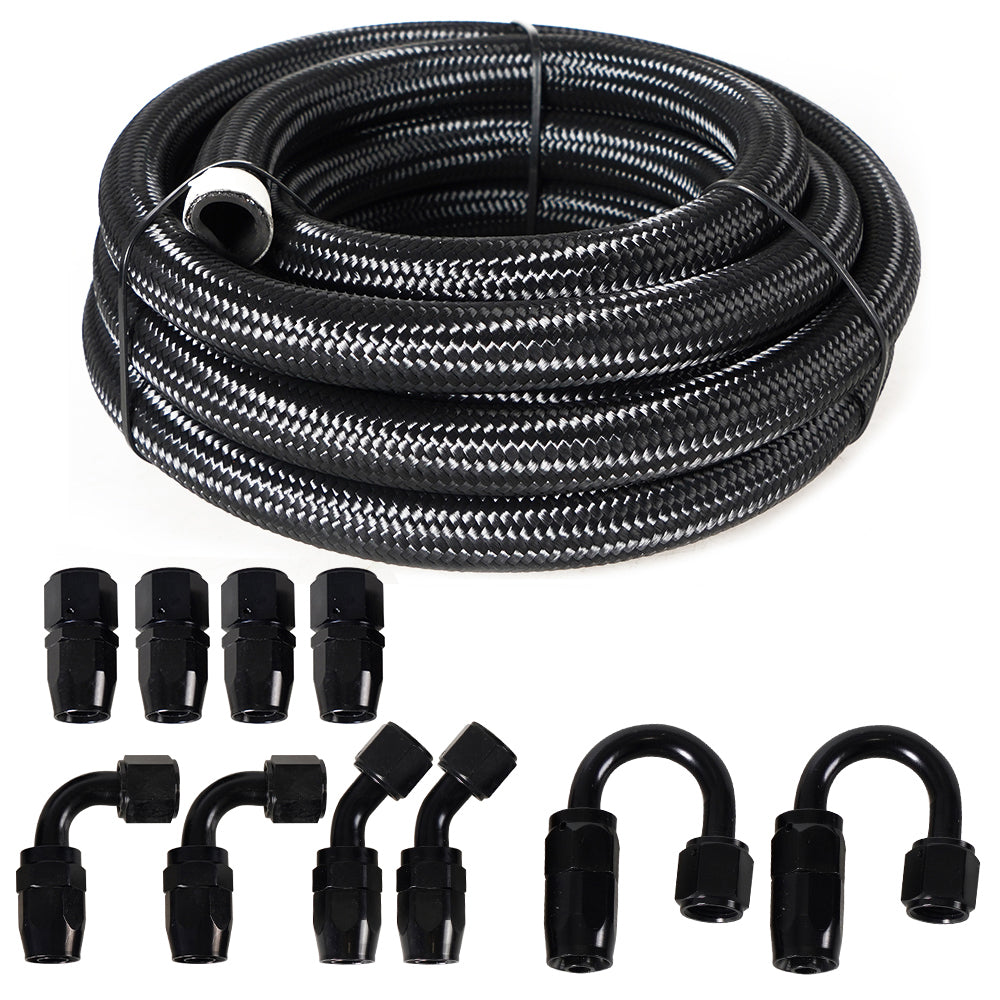 Unique Bargains 10 ft 6AN 3/8 Universal Braided Stainless Steel CPE Oil Fuel Gas Line Hose