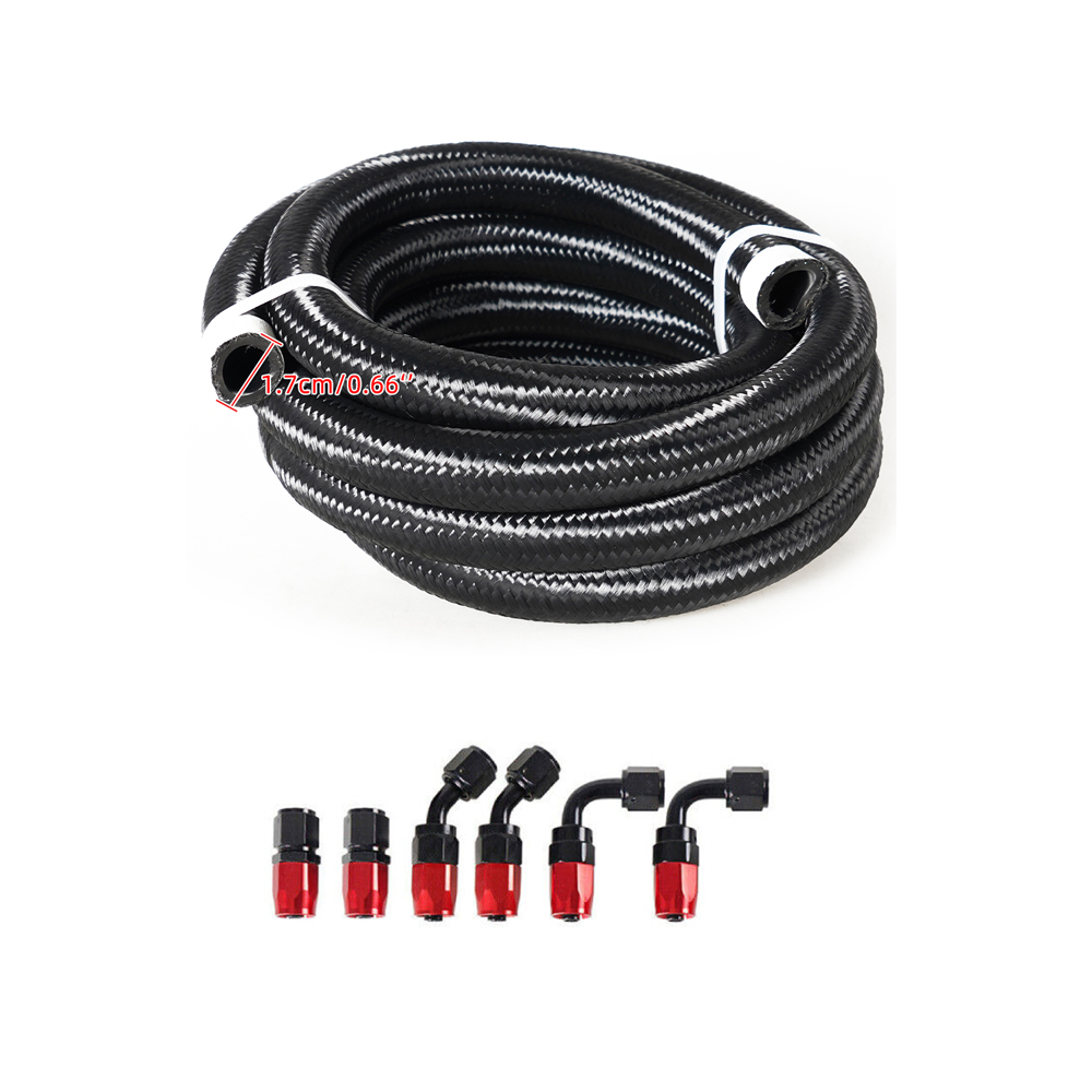 6AN Nylon Braided E85 PTFE Fuel Line 20ft 12 Fittings Separator Clamp Hose  Kit