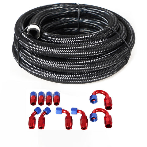 10/16/20FT 6AN CPE Fuel line Hose Braided Nylon Stainless Steel Oil Gas