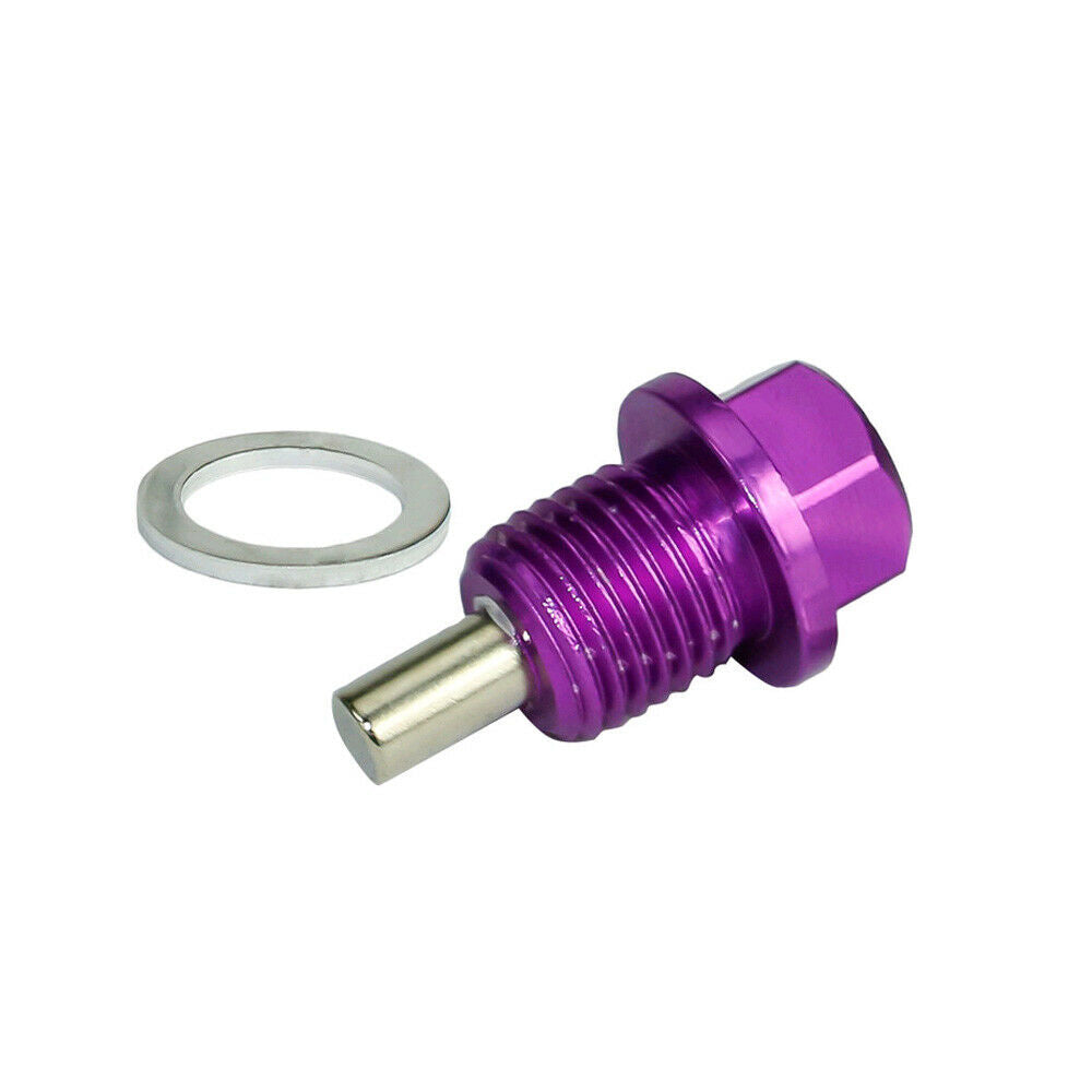 2Pcs Magnetic Aluminum Oil Drain Plug Sump Drain Nut Bolt with Copper Gasket Crush Washer